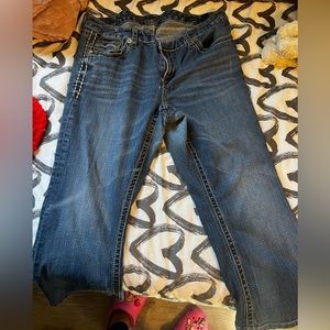 7FAM Classic Bootcut Dark Wash Jeans Med Rise Size 18